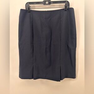 EH Woods Womens 16P Suit Skirt Navy Blue 2 Front Back Slits Pencil Slit Career